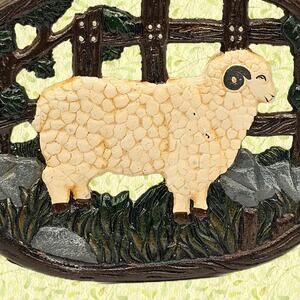 Vintage Cast Iron Sheep Trivet Wooly Ram Farmhouse Decor With Rubber Pegs